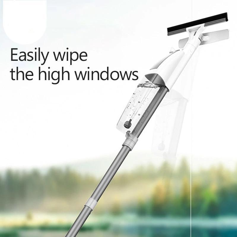 Glass Cleaning Brush with Water Spray Window Cleaner High quality aluminum long handle Wiper and cloth combo silicone