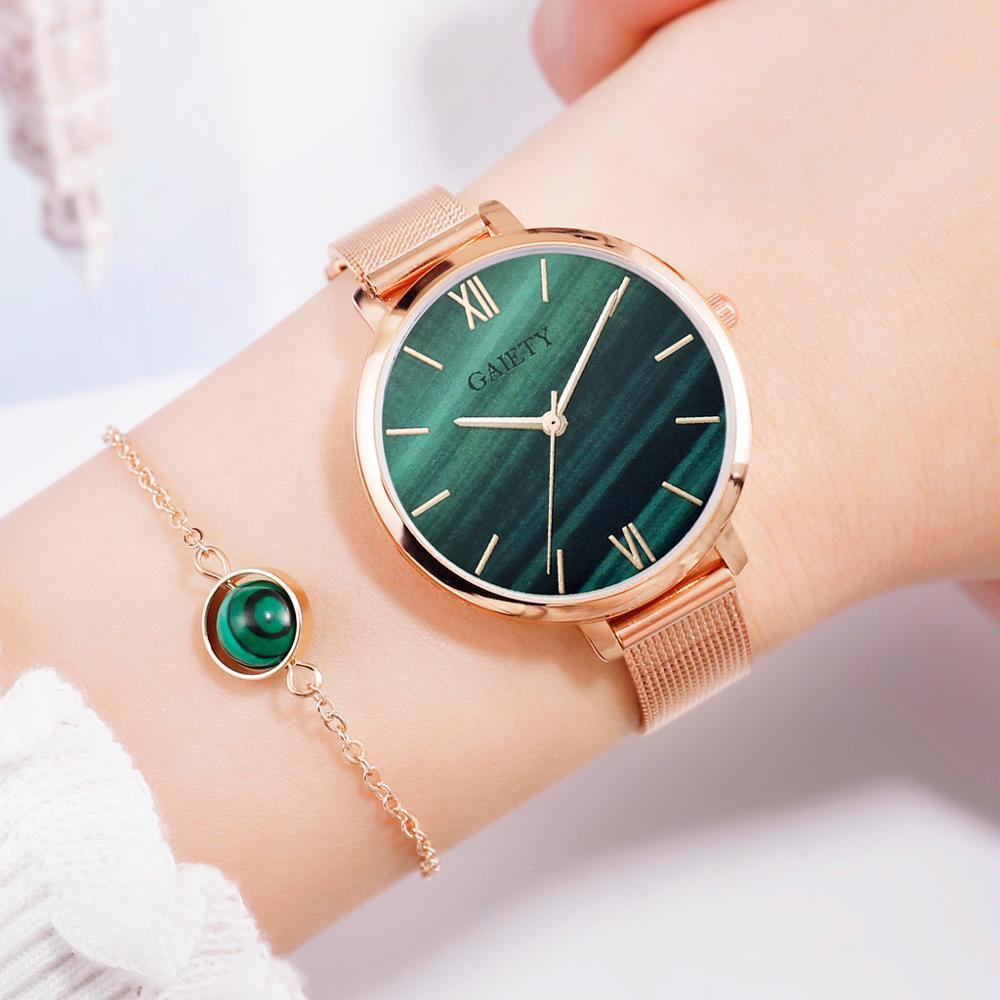 IcoolGagdets Luxury 2 PCS Set Watch Women Rose Gold Water Drill Bracelet Watch Jewelry Ladies Female Hour Casual Quartz Wristwatches