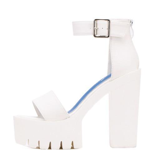 White Sandal Shoes for Women  New Arrival Thick Heels Sandals