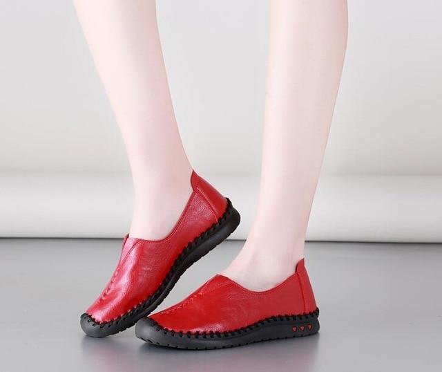 Genuine Leather comfortable non-slip soft bottom handmade sewing casual lazy shoes