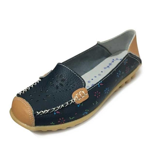 Genuine leather flats shoes women  female moccasins casual ladies shoes