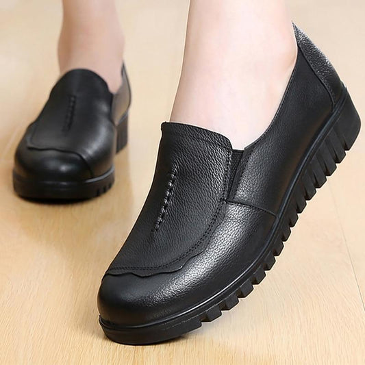 Genuine Leather Shoes Women Round Toe Designer Flat Shoes