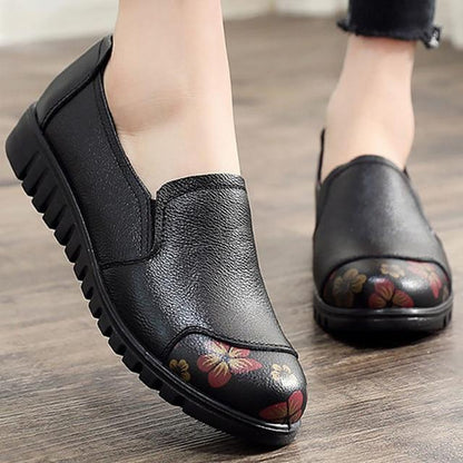 Genuine Leather Shoes Women Round Toe Designer Flat Shoes