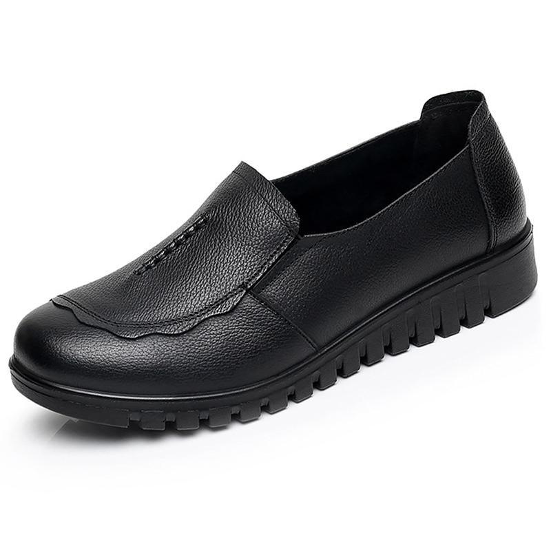Genuine Leather Shoes Women Round Toe Designer Flat Shoes
