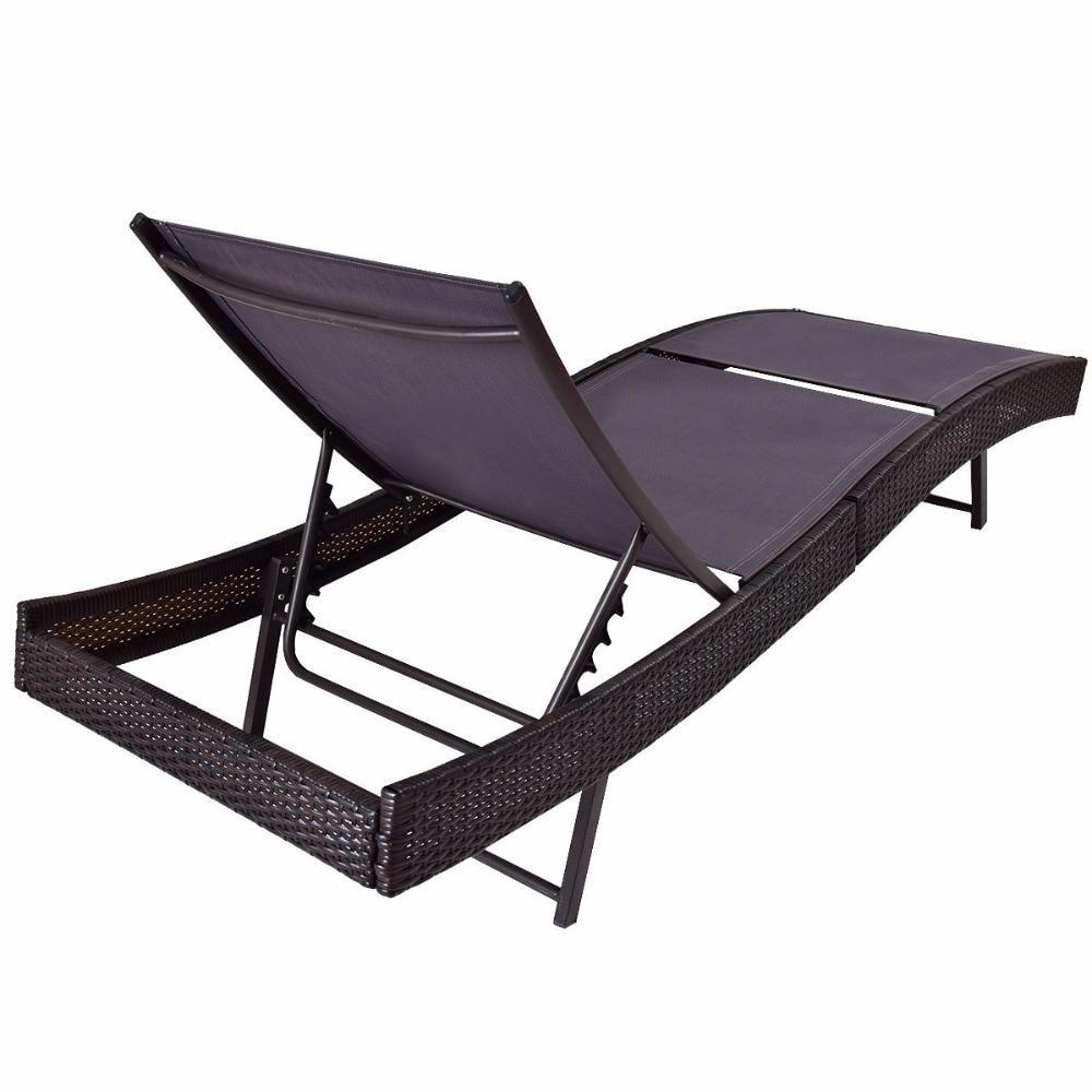 Premium Patio Sun Bed Adjustable Pool Wicker Lounge Chair