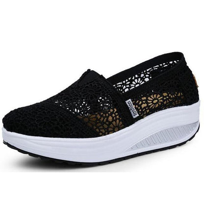 Women Loafers Soft Casual Shoes Openwork Lace Vamp Woman Creepers Slip On Flats Comfortable Women Shoes