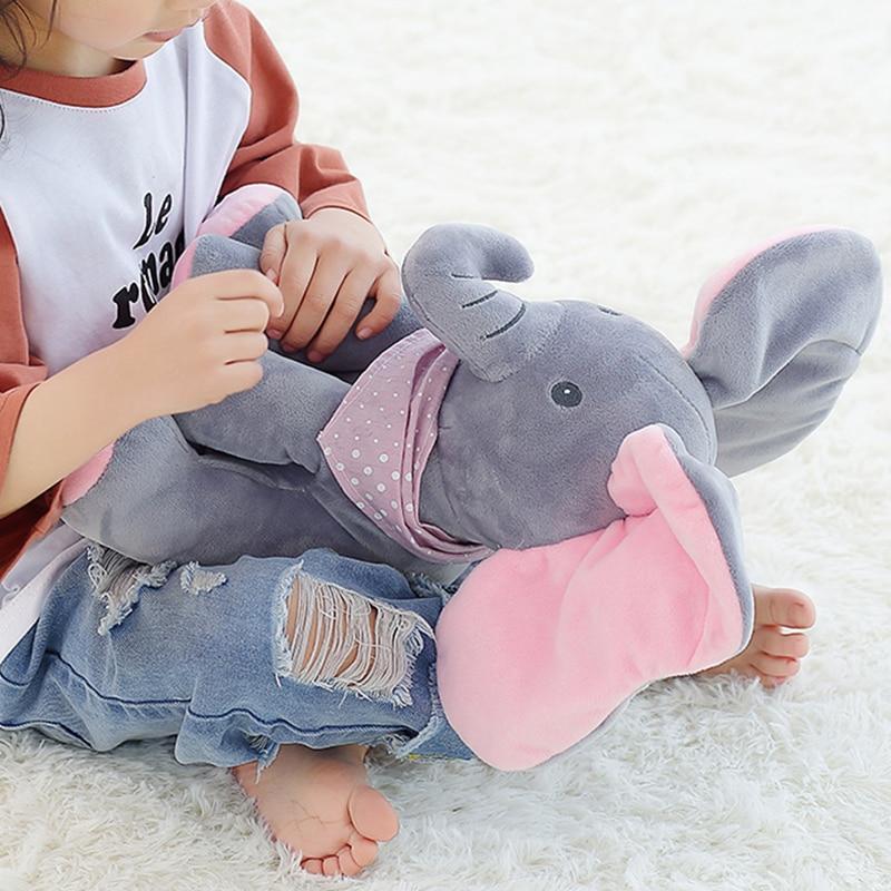 Singing Peek A Boo Elephant Flappy Ear Plush Interactive Kids Toy