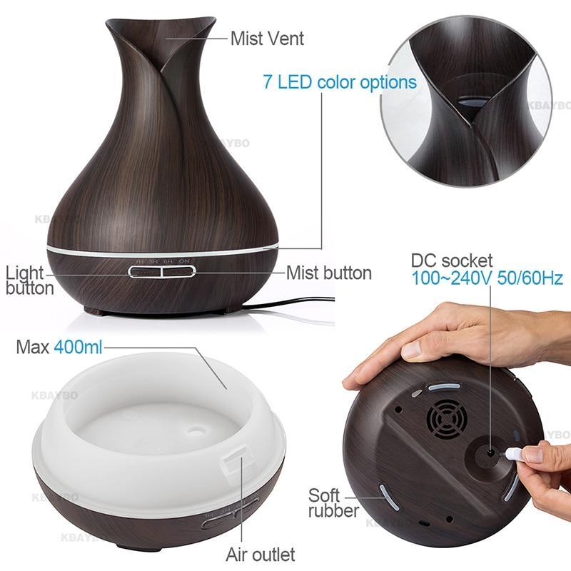 400mL Essential Oil Diffuser and Humidifier w/ Mood LED Lights