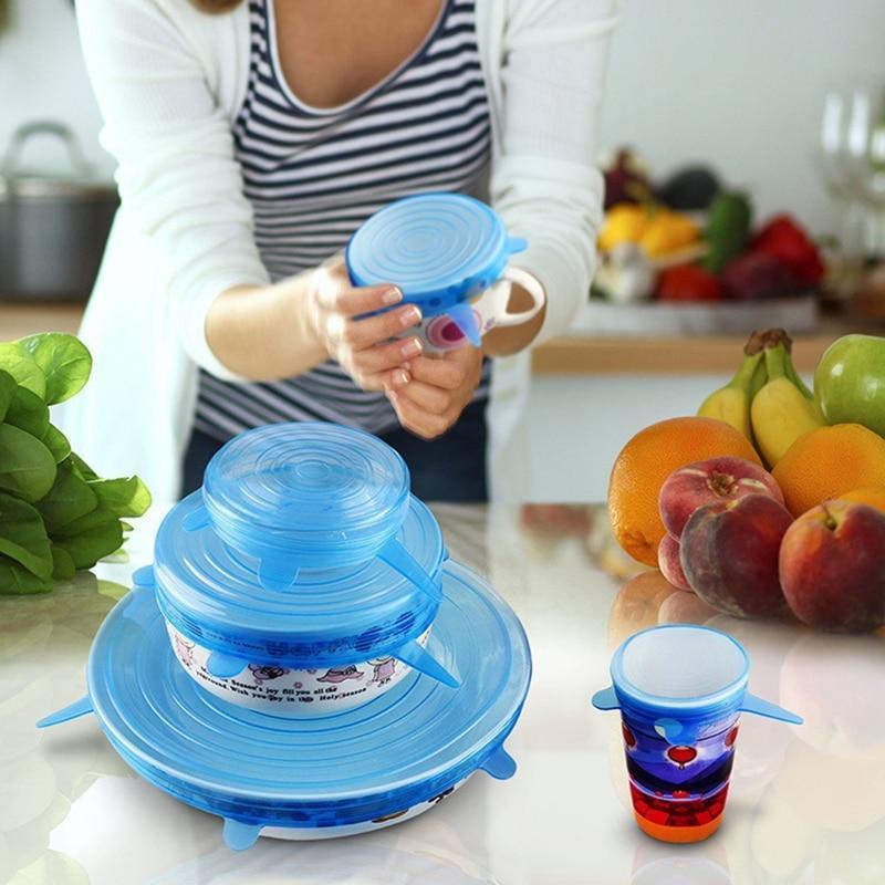Reusable Silicone Stretch Lids  6pcs Universal Bowl Lid Cover