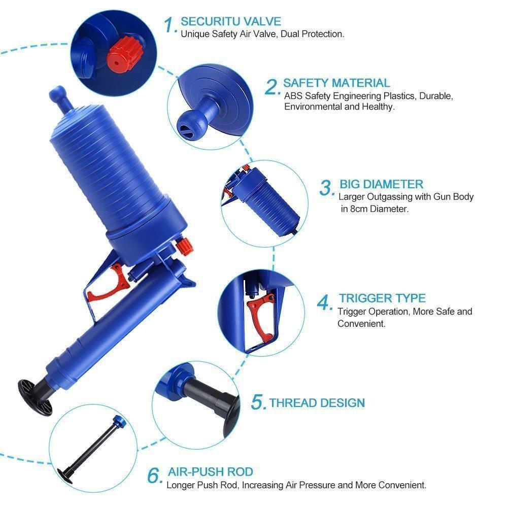 Air Blow Gun: Easy Unclogs Sinks and Toilets With A Trigger