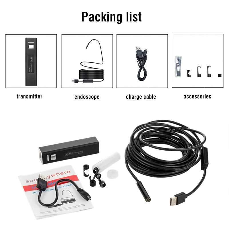 WIFI Endoscope Camera Inspection Camera 8mm USB Borescope For Android and iphone