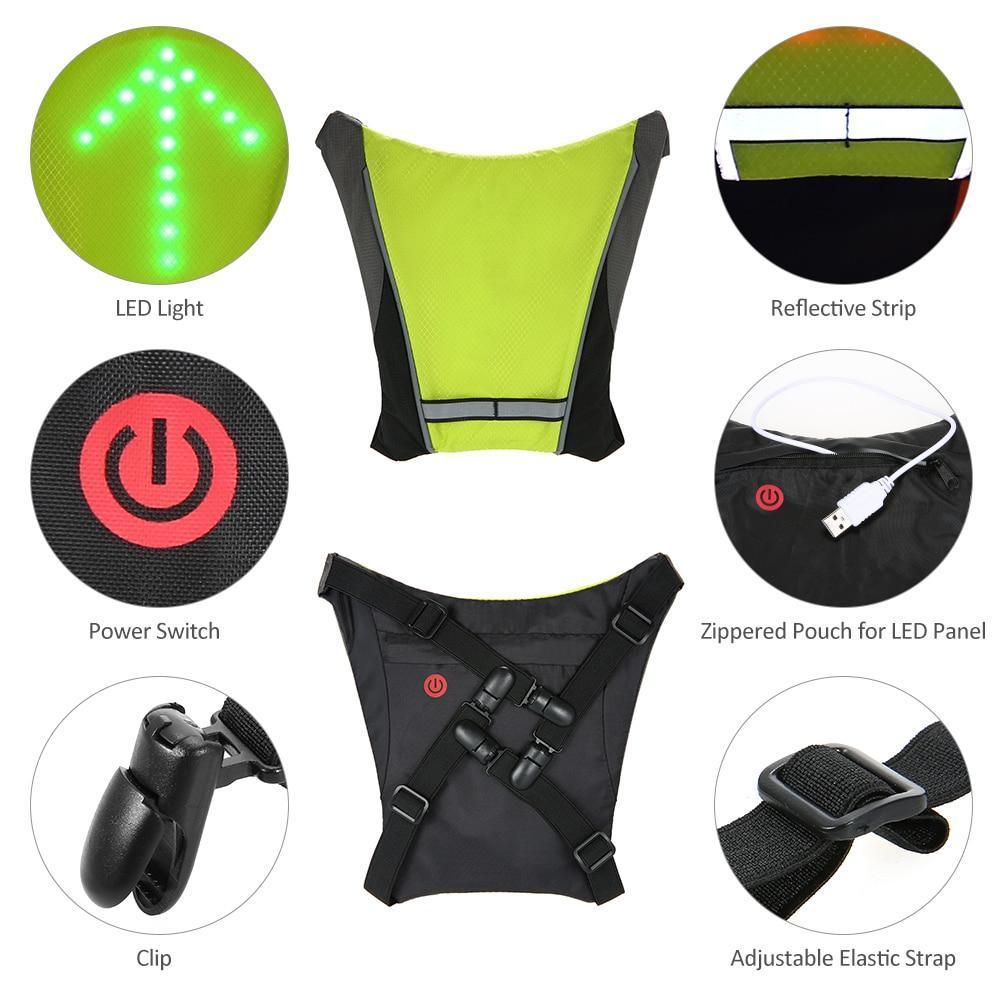 Turn Signal Cycling Reflective Safety LED Vest Cyclist Outdoor Waterproof