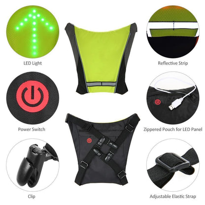 Turn Signal Cycling Reflective Safety LED Vest Cyclist Outdoor Waterproof