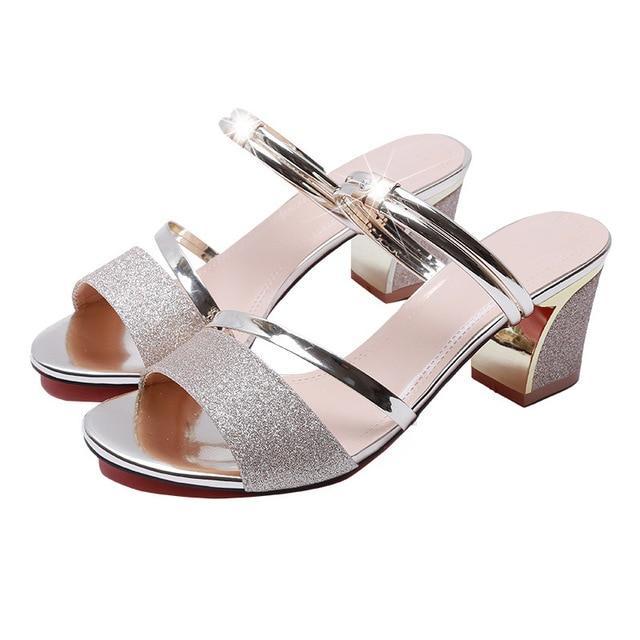 High Heel Sandals Women Shoes Peep toe Square Heels