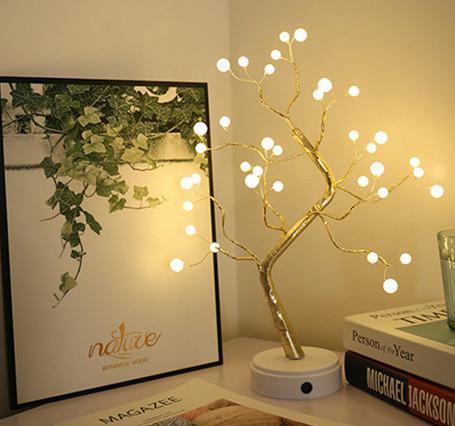 Icool LED Copper Wire Tree Shape Night with Touch Sensor Switch Decoration Battery USB Led Table Lamp Table Light