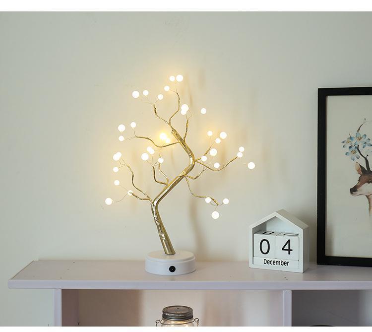Icool LED Copper Wire Tree Shape Night with Touch Sensor Switch Decoration Battery USB Led Table Lamp Table Light