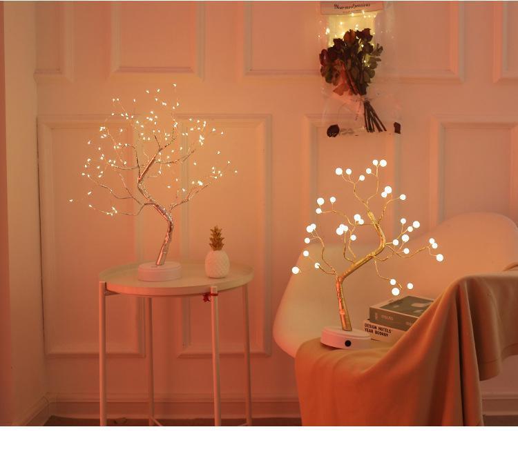 Icool LED Copper Wire Tree Shape Night with Touch Sensor Switch Decoration Battery USB Led Table Lamp Table Light