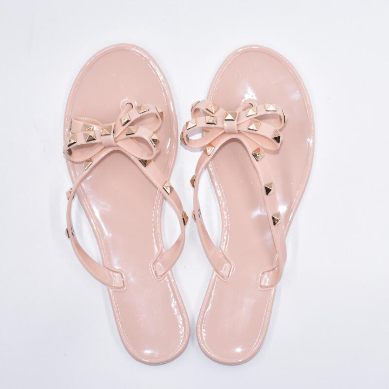 Fashion Woman Flip Flops  Shoes Cool Beach Rivets big bow flat sandals