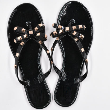 Fashion Woman Flip Flops  Shoes Cool Beach Rivets big bow flat sandals