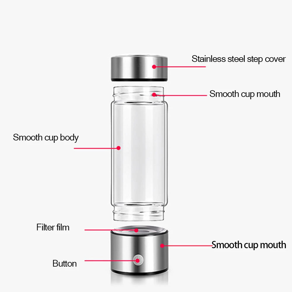 H2 Water Hydrogen Bottle Stainless Electrolysis Ionizer