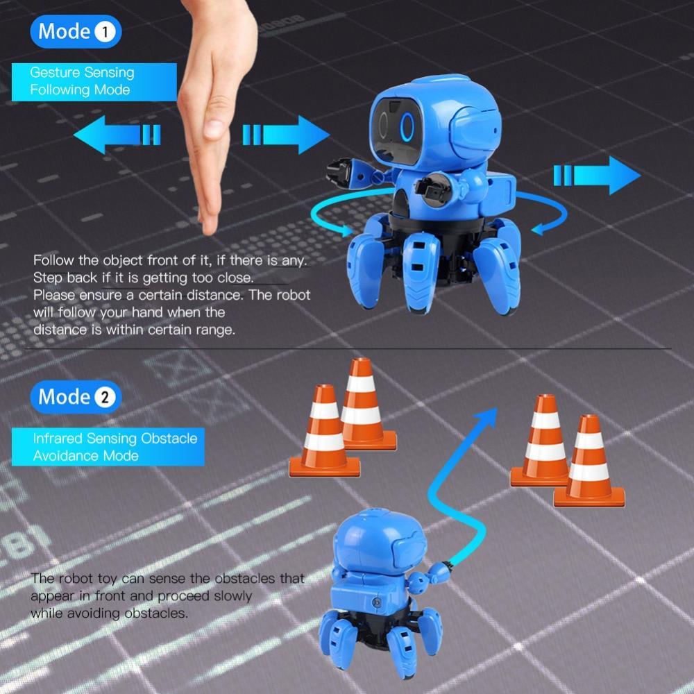 Intelligent Induction Robot DIY Assembled Electric Follow Robot with Gesture Sensor Obstacle Avoidance Kids Educational Toys