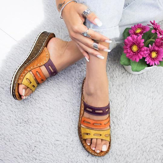 women sandals 3 Color stitching sandals