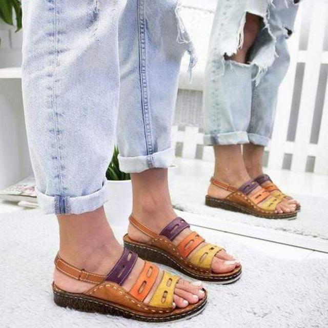 women sandals 3 Color stitching sandals