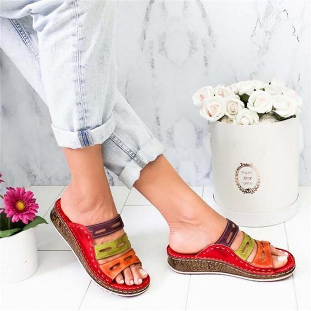women sandals 3 Color stitching sandals