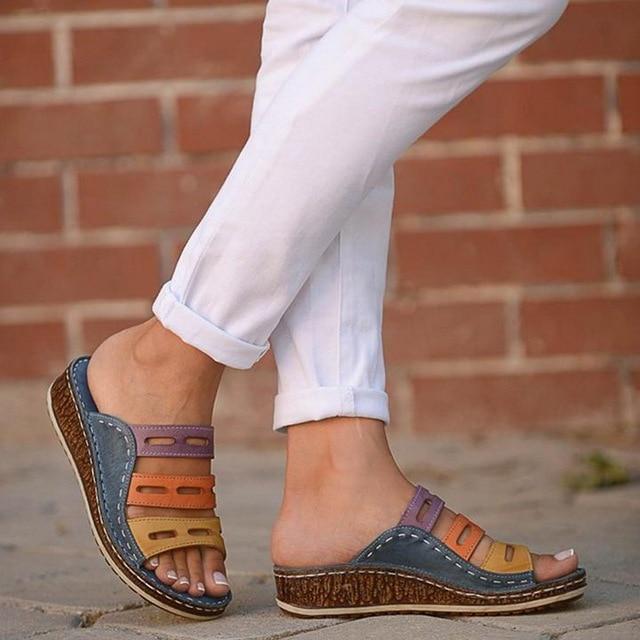 women sandals 3 Color stitching sandals