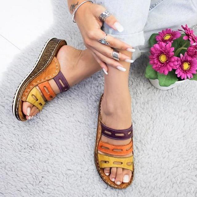 women sandals 3 Color stitching sandals