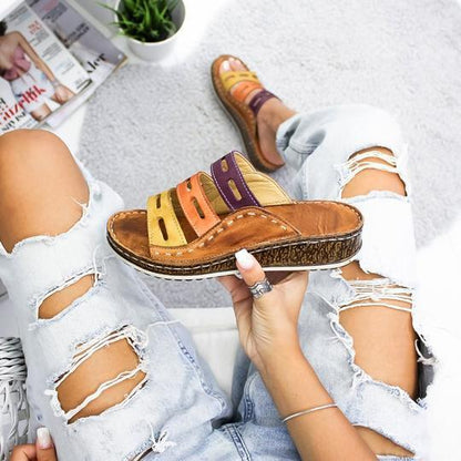 women sandals 3 Color stitching sandals