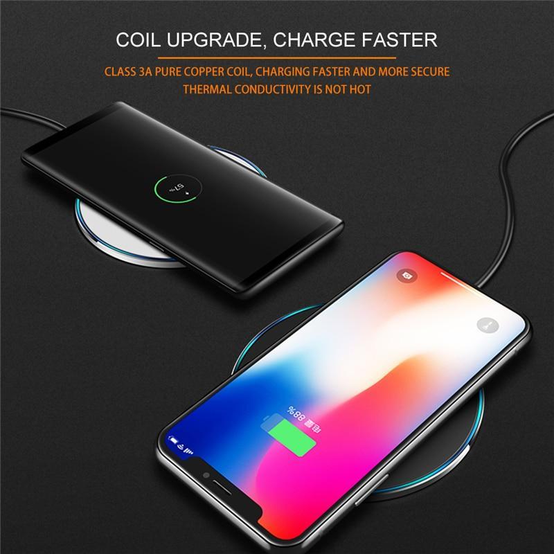 LED Breathing Light 10W Wireless Charger , Icool Fast Wireless Charging Pad For iPhone X XS 8 Samsung Huawei P30 Xiaomi