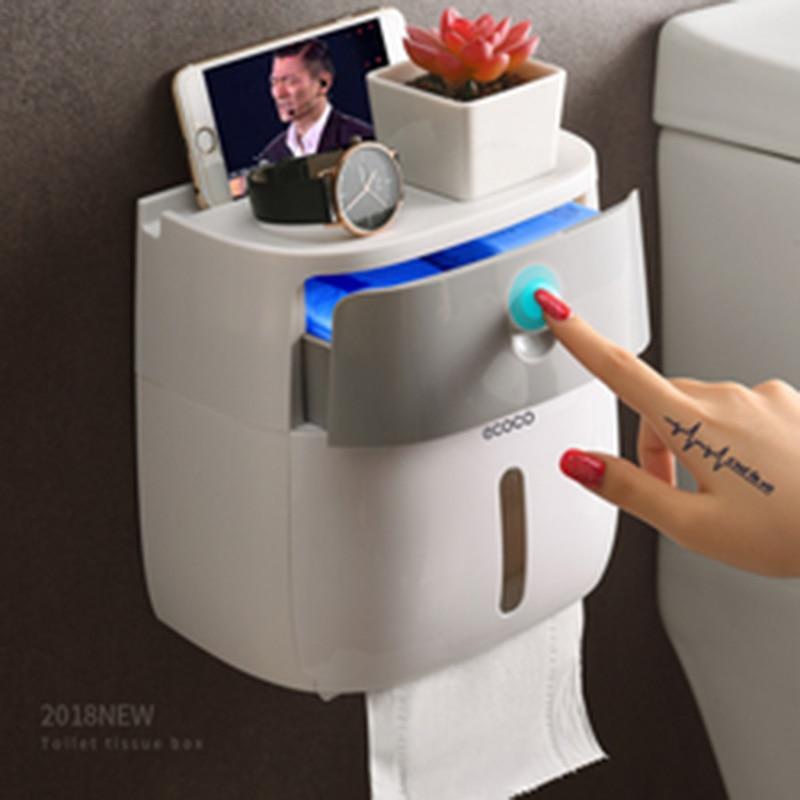 LF82003toilet paper holder plastic bathroom double paper tissue box wall mounted paper shelf storage box toilet tissue dispenser