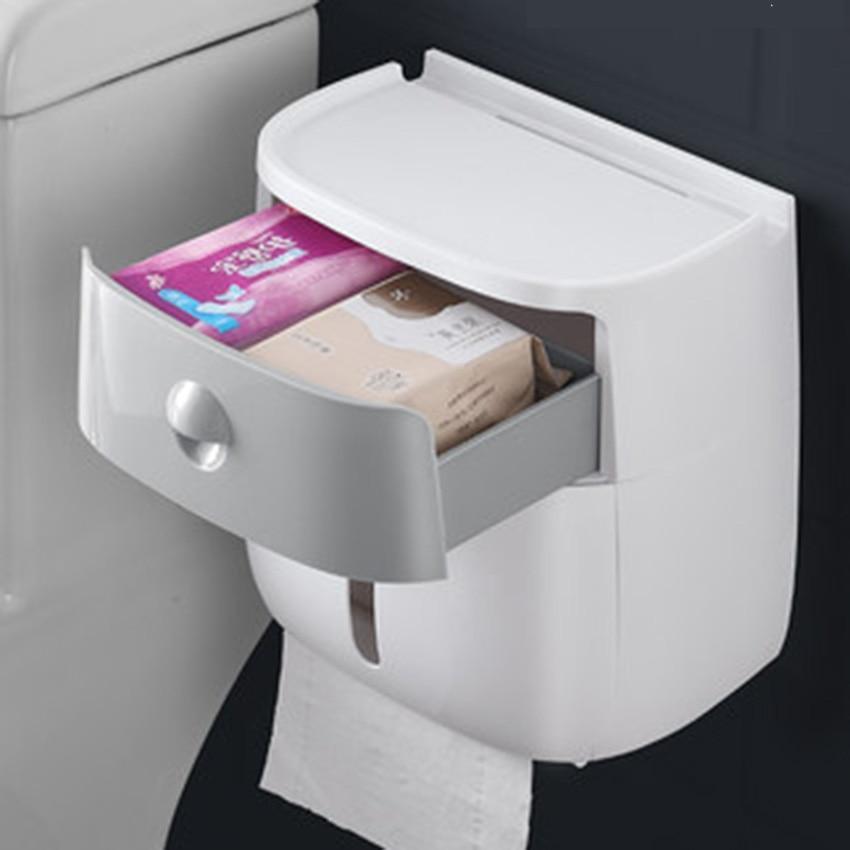 LF82003toilet paper holder plastic bathroom double paper tissue box wall mounted paper shelf storage box toilet tissue dispenser