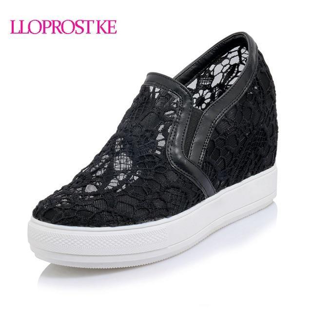 Elegant Loafers Shoes Women Casual Lace Round toe Shoes