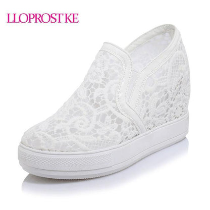 Elegant Loafers Shoes Women Casual Lace Round toe Shoes
