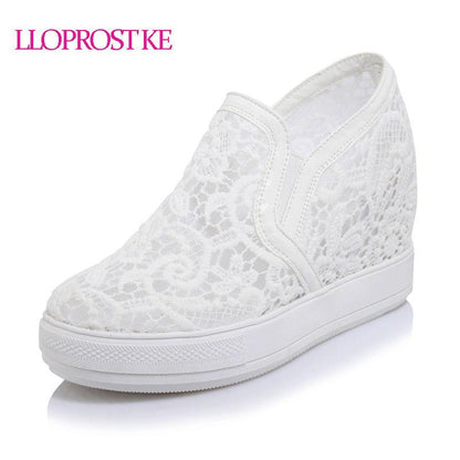 Elegant Loafers Shoes Women Casual Lace Round toe Shoes
