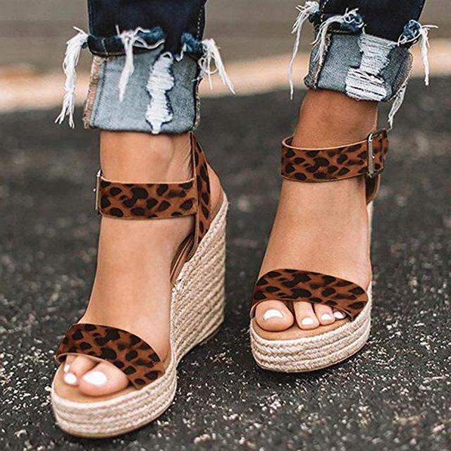 Black Women Sandals Open Toe Platform Wedges Sandals