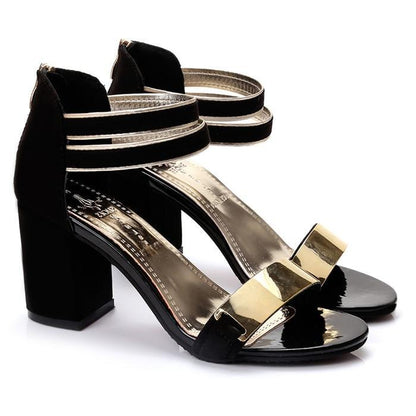 Gladiator Sandals Women Square heel Sandals Party Wedding Shoes Bling Bling Ladies Sandals