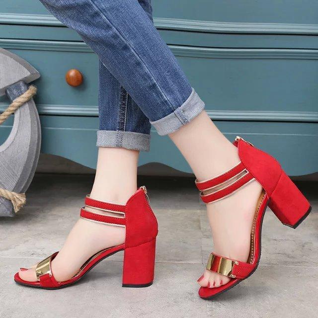 Gladiator Sandals Women Square heel Sandals Party Wedding Shoes Bling Bling Ladies Sandals