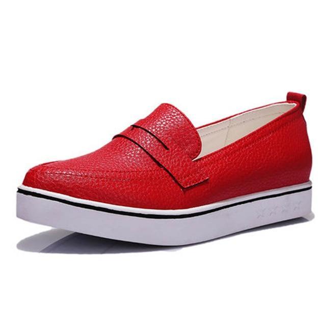 Ladies Casual Pointed Toe Slip-on Platform Loafers