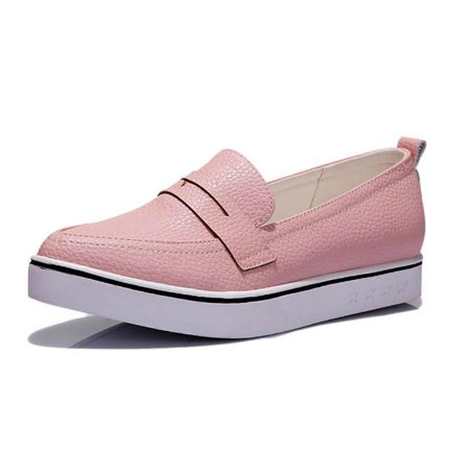 Ladies Casual Pointed Toe Slip-on Platform Loafers