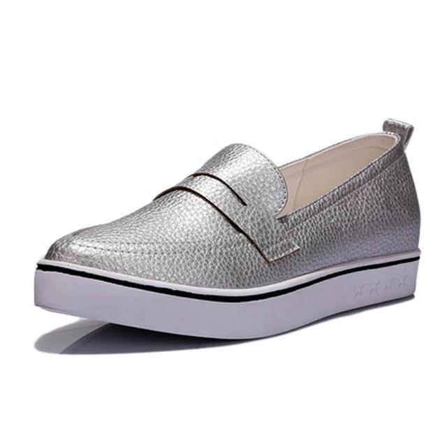 Ladies Casual Pointed Toe Slip-on Platform Loafers