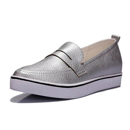 Ladies Casual Pointed Toe Slip-on Platform Loafers