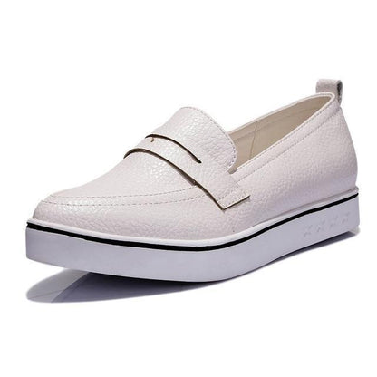 Ladies Casual Pointed Toe Slip-on Platform Loafers