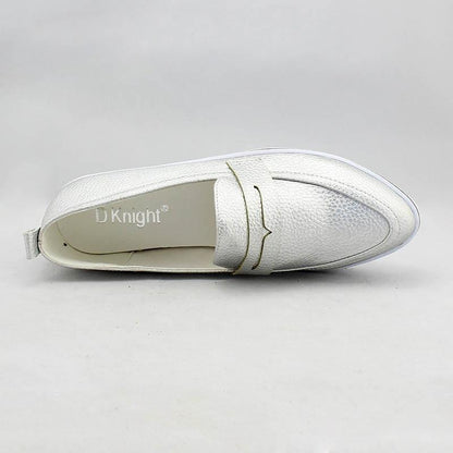 Ladies Casual Pointed Toe Slip-on Platform Loafers