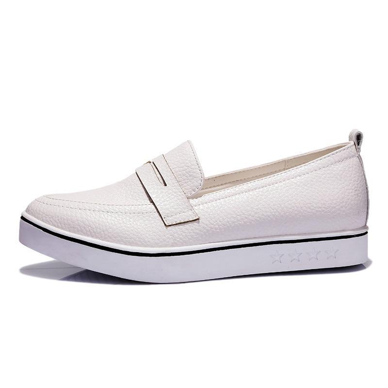 Ladies Casual Pointed Toe Slip-on Platform Loafers