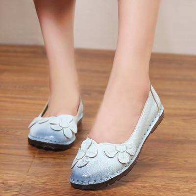 Leather Shoes Women Flats Slip