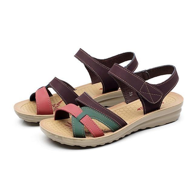 Leather Women Sandals Soft Bottom Mother Sandals