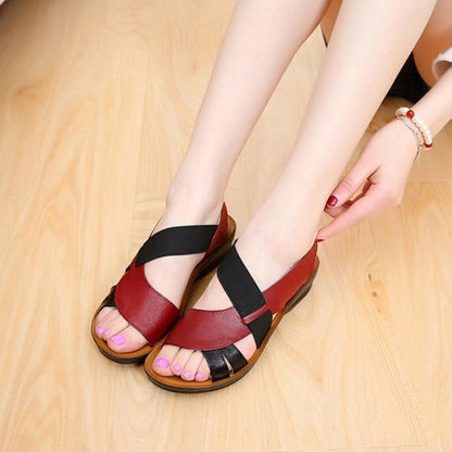 Leather Women Sandals Soft Bottom Mother Sandals